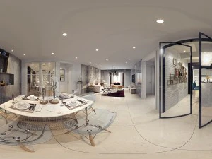 panoramik modern tarzda oturma odası restoran alanı 18 3D Model