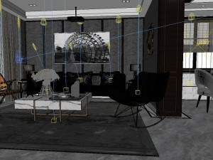 panoramic modern style living room restaurant space 18 Modelo 3D