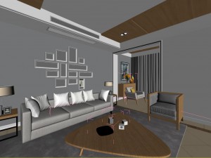 panoramic modern style living room restaurant space 18 Modelo 3D