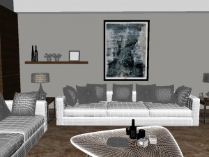 panoramic modern style living room restaurant space 18 Modelo 3D