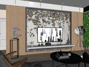 panoramic modern style living room restaurant space 18 Modelo 3D
