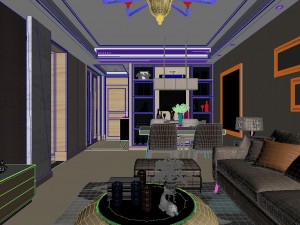 panoramic modern style living room restaurant space 18 Modelo 3D