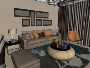 panoramic modern style living room restaurant space 18 Modelo 3D