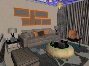 panoramic modern style living room restaurant space 18 Modelo 3D