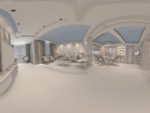 panoramic modern style living room restaurant space 18 Modelo 3D