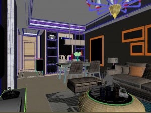 panoramic modern style living room restaurant space 18 Modelo 3D