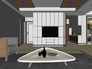 panoramic modern style living room restaurant space 18 Modelo 3D