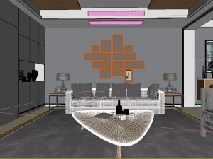 panoramic modern style living room restaurant space 18 Modelo 3D