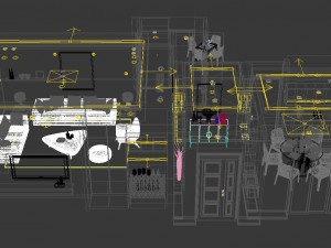 panoramic modern style living room restaurant space 18 Modelo 3D
