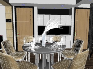panoramic modern style living room restaurant space 18 Modelo 3D