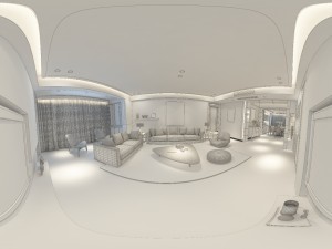 panoramic modern style living room restaurant space 18 Modelo 3D