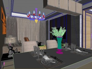 panoramic modern style living room restaurant space 18 Modelo 3D