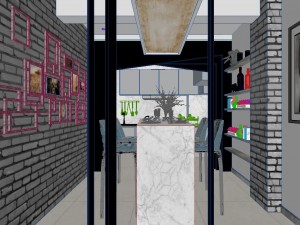 panoramic modern style living room restaurant space 18 Modelo 3D