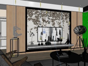 panoramic modern style living room restaurant space 18 Modelo 3D