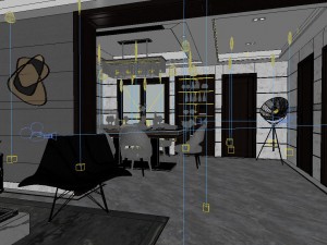 panoramic modern style living room restaurant space 18 Modelo 3D