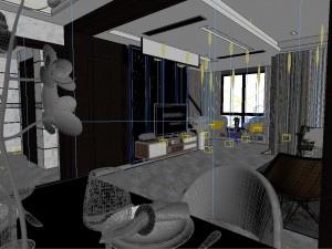 panoramic modern style living room restaurant space 18 Modelo 3D