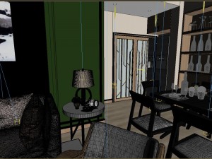 panoramic modern style living room restaurant space 18 Modelo 3D