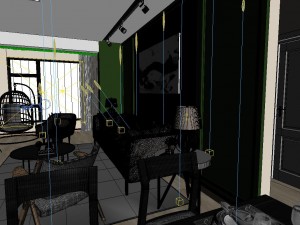 panoramic modern style living room restaurant space 18 Modelo 3D