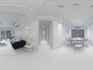 panoramic modern style living room restaurant space 18 Modelo 3D