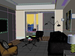 panoramic modern style living room restaurant space 18 Modelo 3D