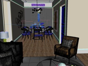 panoramic modern style living room restaurant space 18 Modelo 3D