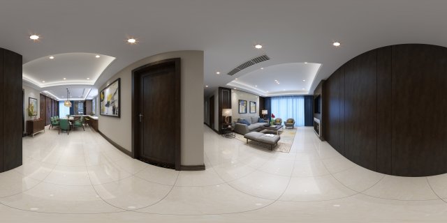 panoramic modern style living room restaurant space 20 3D 모델 .c4d .max .obj .3ds .fbx .stl .blend 