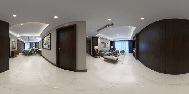 panoramic modern style living room restaurant space 20 3D Model .c4d .max .obj .3ds .fbx .stl .blend 