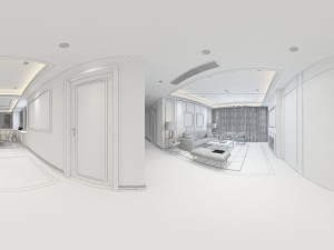 panoramic modern style living room restaurant space 20 3D 모델