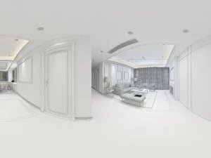 panoramic modern style living room restaurant space 20 3D Model