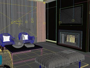 panoramic modern style living room restaurant space 20 3D Model