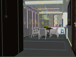 panoramic modern style living room restaurant space 20 3D Model