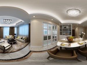 panoramic modern style living room restaurant space 20 3D 모델