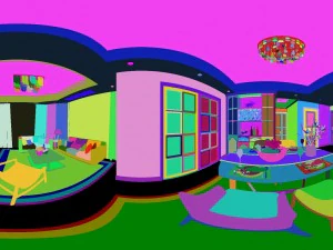 panoramic modern style living room restaurant space 20 3D Model