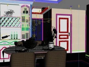 panoramic modern style living room restaurant space 20 3D Model