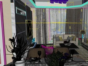 panoramic modern style living room restaurant space 20 3D Model