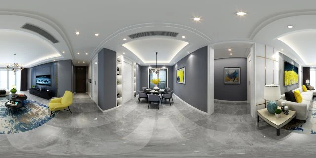 panoramic modern style living room restaurant space 21 3D Model .c4d .max .obj .3ds .fbx .stl .blend 