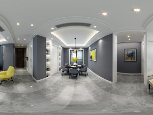 panoramic modern style living room restaurant space 21 3D Модель