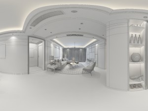 panoramic modern style living room restaurant space 21 3D Модель