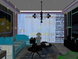 panoramic modern style living room restaurant space 21 3D Модель