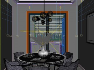 panoramic modern style living room restaurant space 21 3D Модель