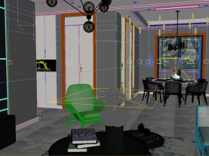 panoramic modern style living room restaurant space 21 3D Модель