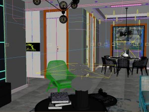 panoramic modern style living room restaurant space 21 3D Model