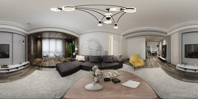 panoramic modern style living room restaurant space 22 3D Model .c4d .max .obj .3ds .fbx .stl .blend 