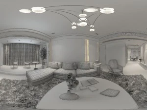 panoramic modern style living room restaurant space 22 3D Model