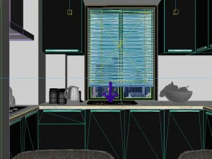 panoramic modern style living room restaurant space 22 3D Model