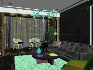 panoramic modern style living room restaurant space 22 3D Model