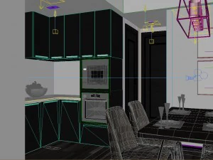 panoramic modern style living room restaurant space 22 3D Model