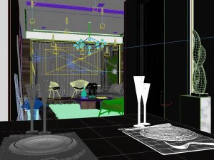 panoramic modern style living room restaurant space 22 3D Model