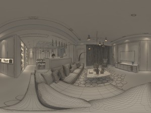 panoramic modern style living room restaurant space 23 Modello 3D