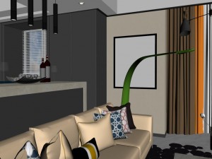 panoramic modern style living room restaurant space 23 Modello 3D